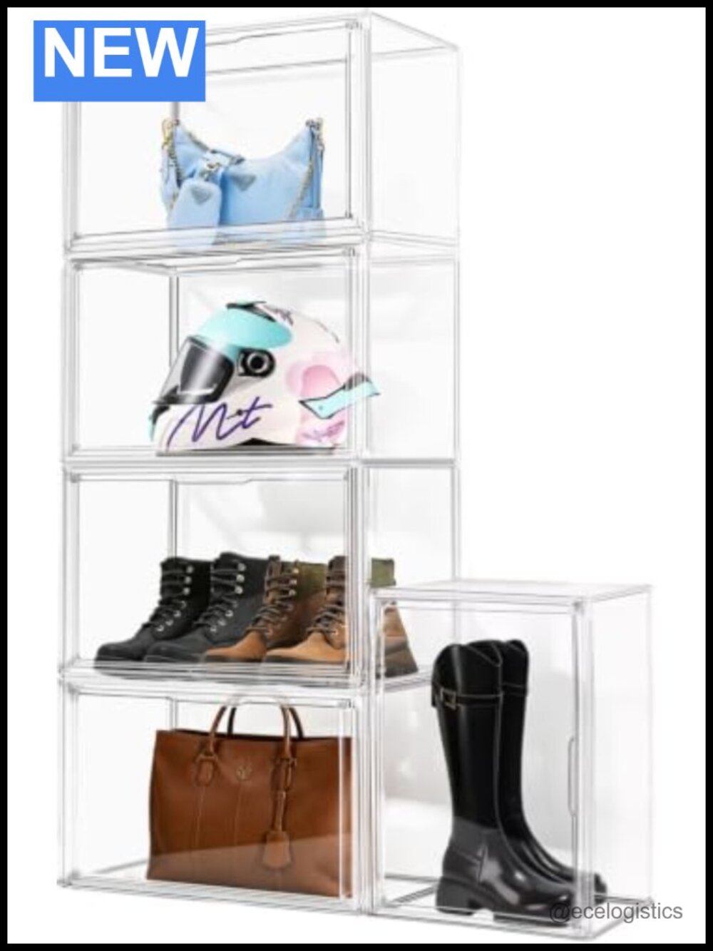 Large Handbag Organizer Display Case, 17.7x13x13, Clear Acrylic, Stackable